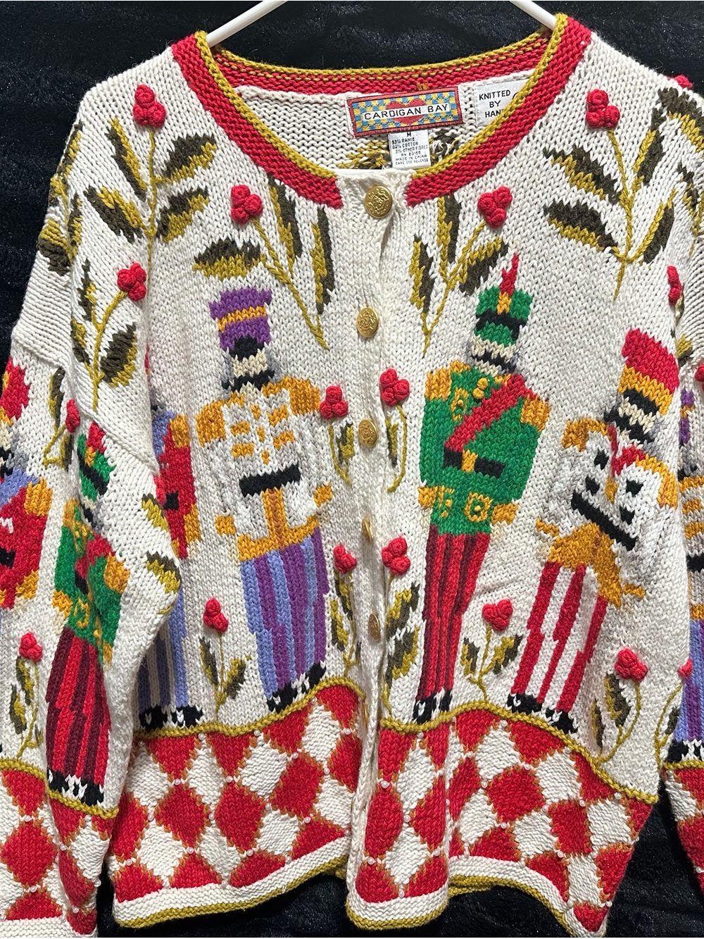 Cardigan Bay Vintage Nutcracker Hand Knitted Ugly Christmas Size M